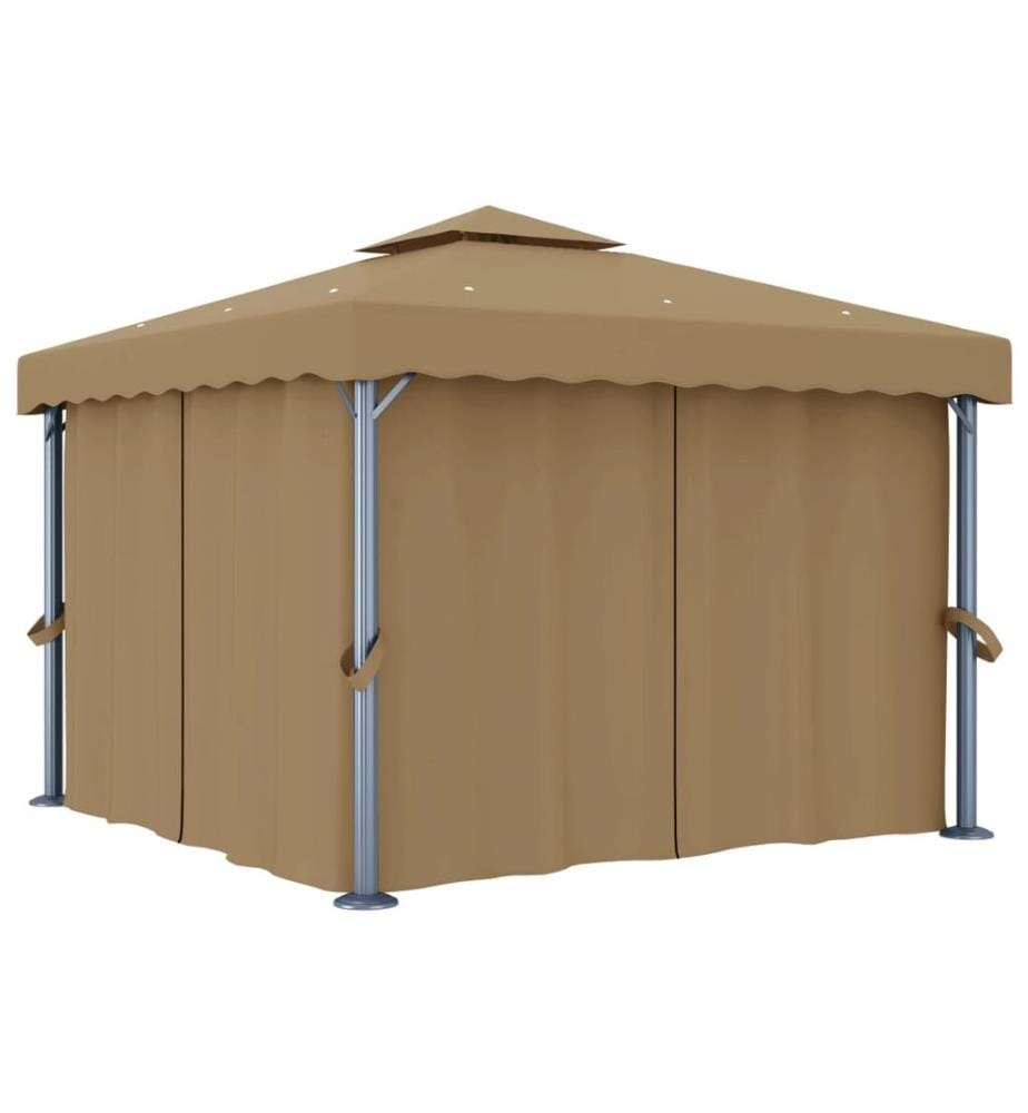 Tonnelle avec rideau 3x3 m Taupe Aluminium