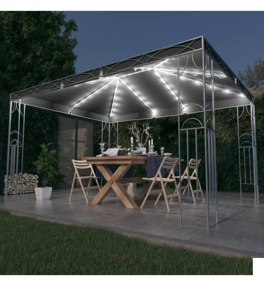 Tonnelle avec guirlande lumineuse à LED 400x300 cm Anthracite