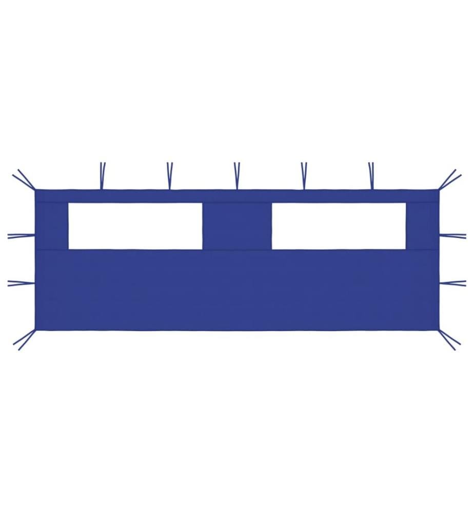 Paroi latérale de belvédère avec fenêtres 6x2 m Bleu