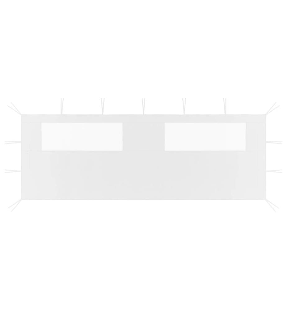 Paroi latérale de belvédère avec fenêtres 6x2 m Blanc