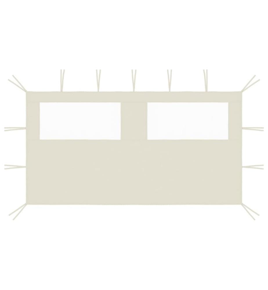 Paroi latérale de belvédère avec fenêtres 4x2 m Crème