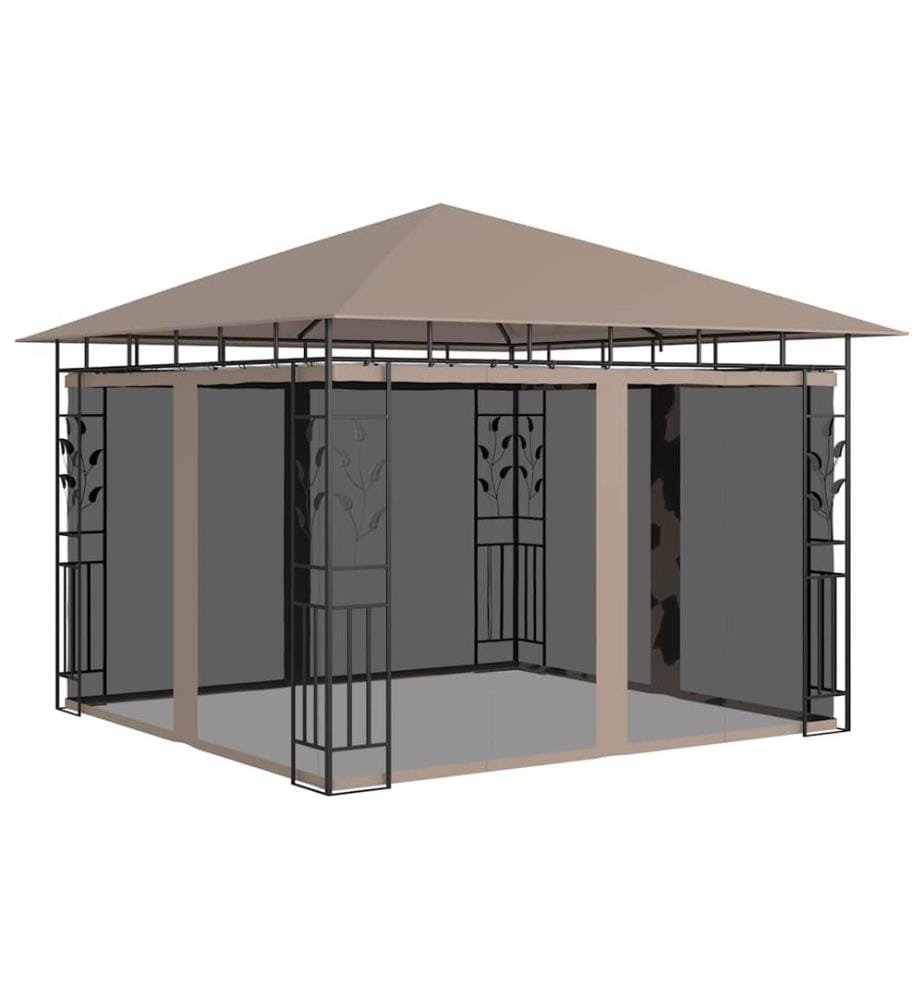 Belvédère avec moustiquaire 3x3x2,73 m Taupe 180 g/m²