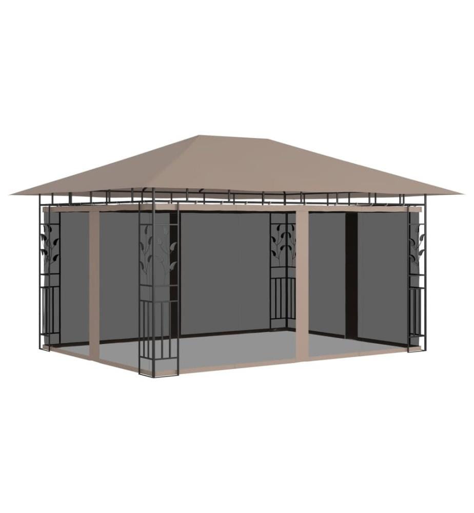 Belvédère avec moustiquaire 4x3x2,73 m Taupe 180 g/m²