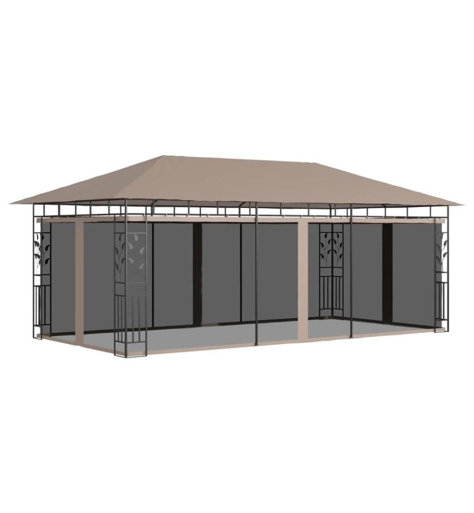 Belvédère avec moustiquaire 6x3x2,73 m Taupe 180 g/m²