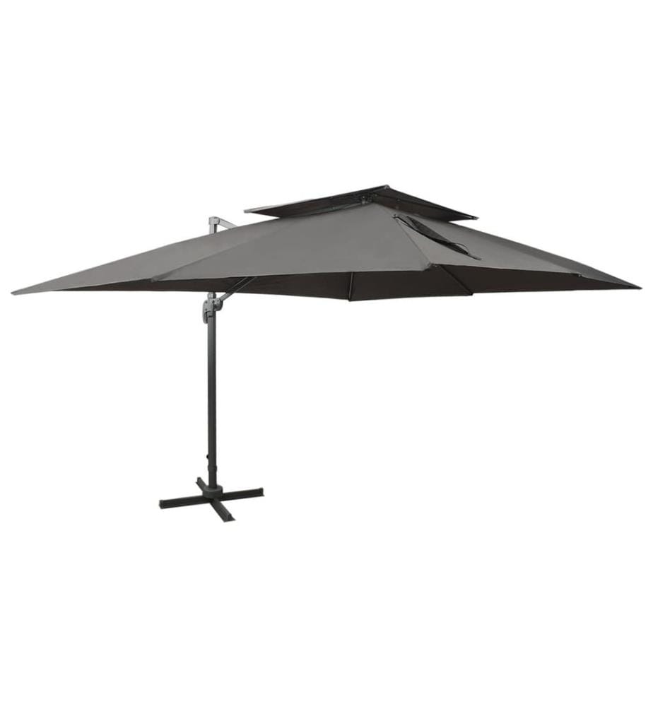 Parasol de jardin déporté avec double plateau Anthracite 400 x 300 cm