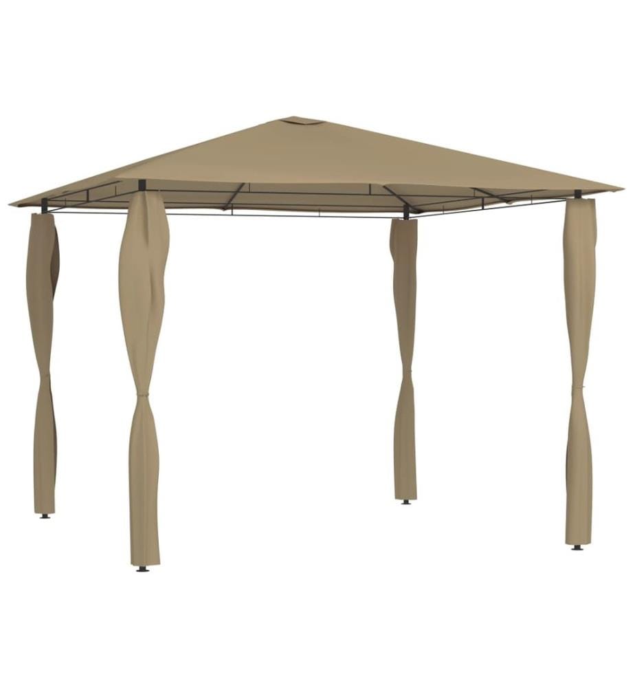 Belvédère avec revêtement de poteaux 3x3x2,6 m Taupe 160 g/m²