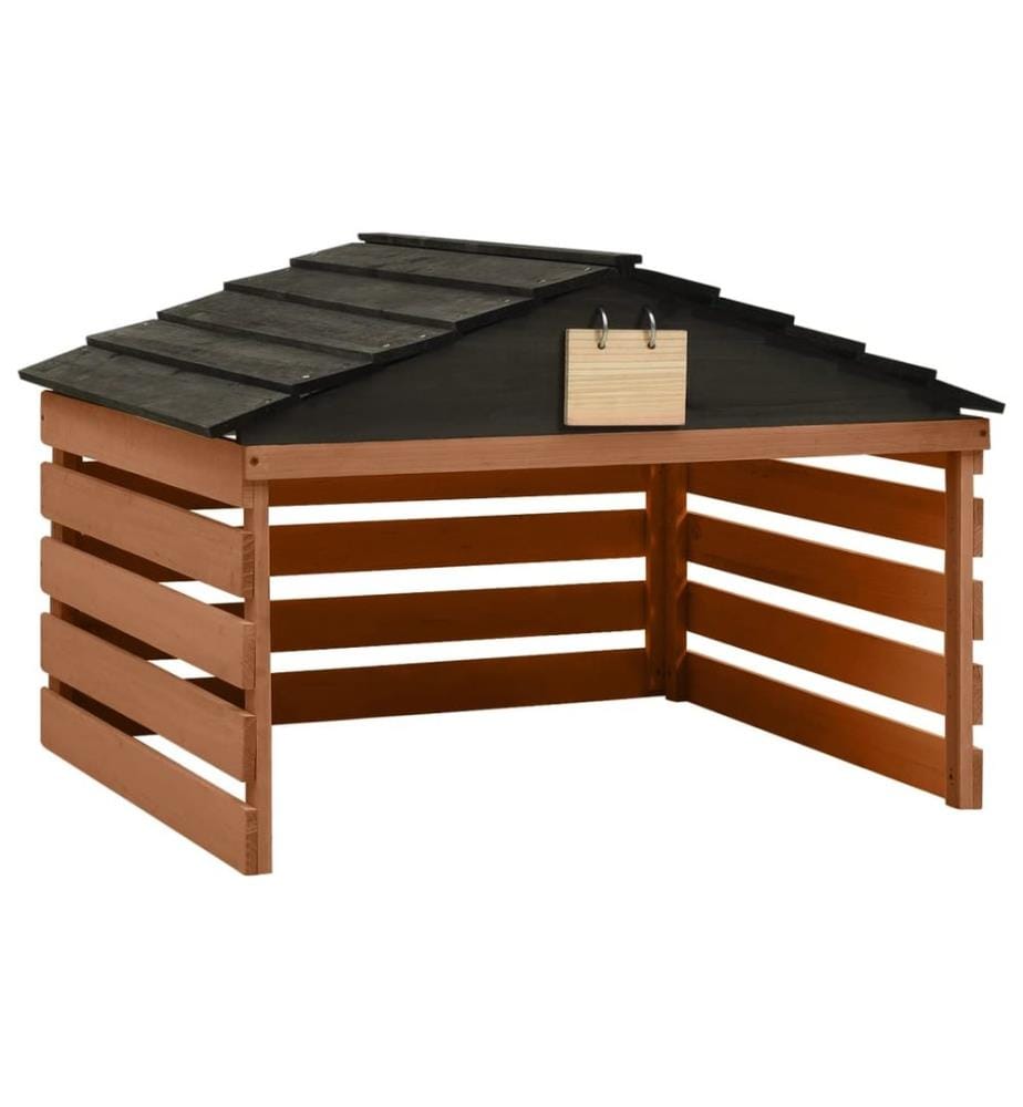 Garage de tondeuse à gazon Noir et marron 78x74x54cm Sapin