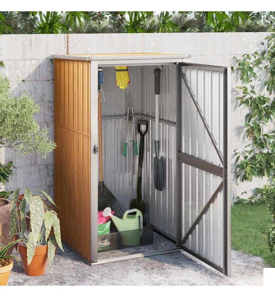 Abri à outils de jardin marron 88x89x161 cm acier galvanisé