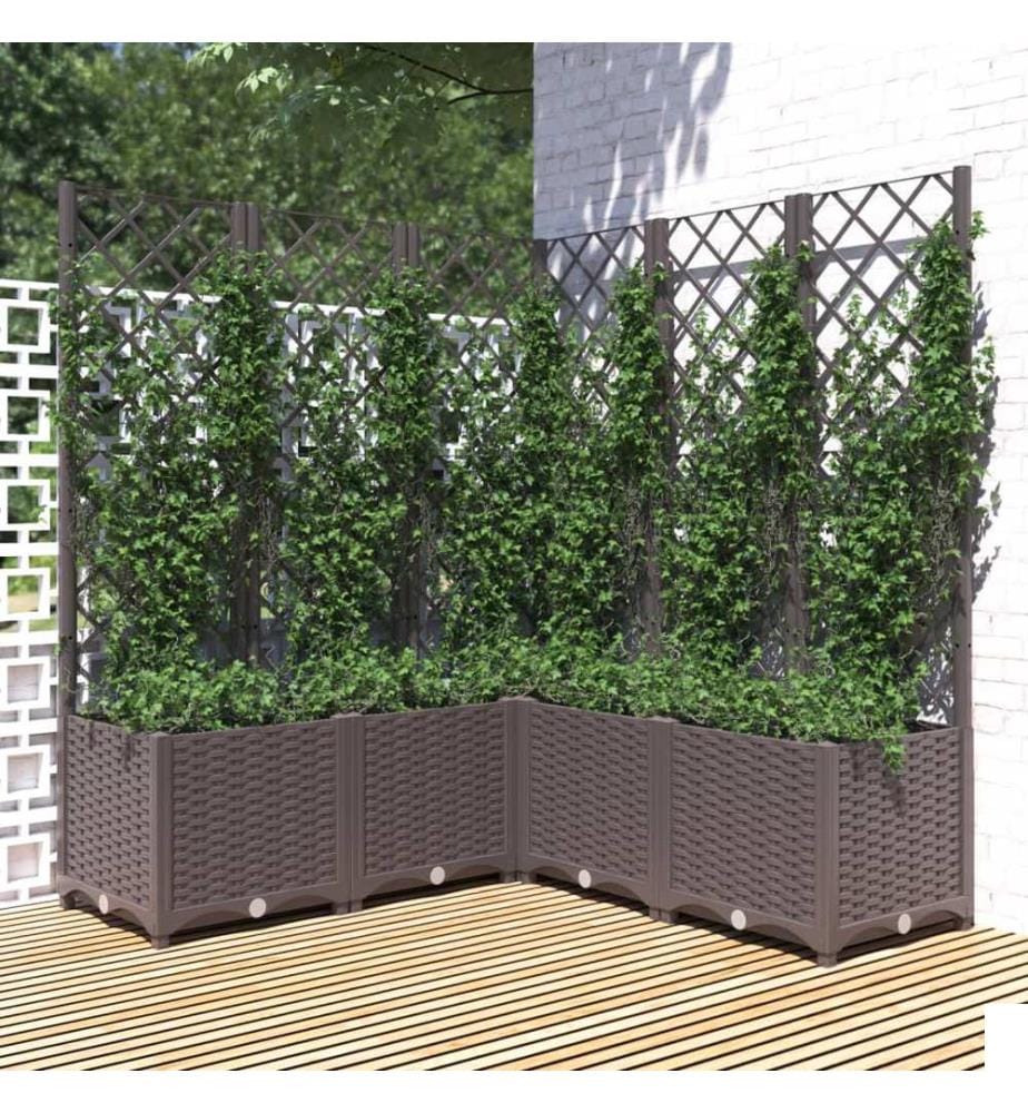 Jardinière avec treillis Marron 120x120x136 cm PP