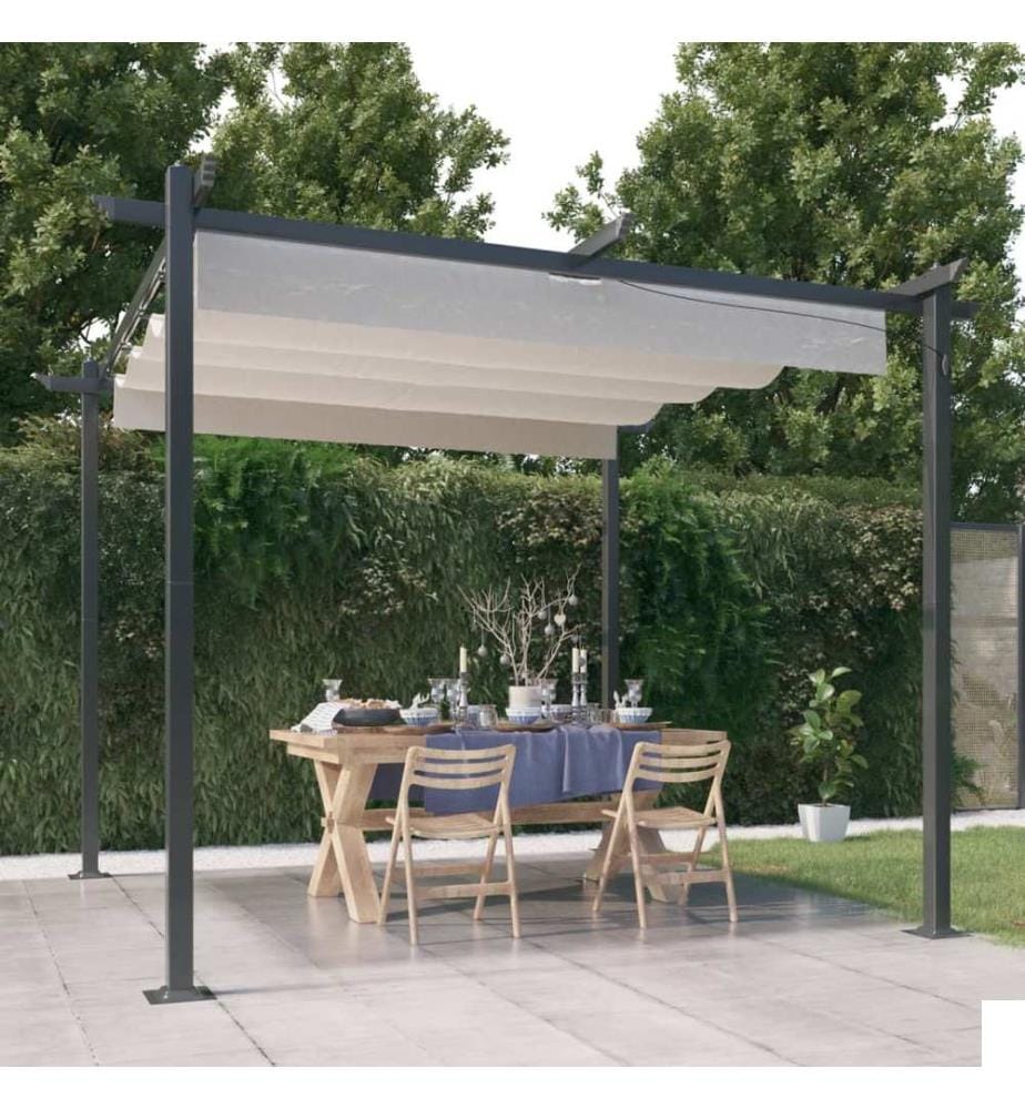 Tonnelle de jardin avec toit rétractable 3x3 m Crème