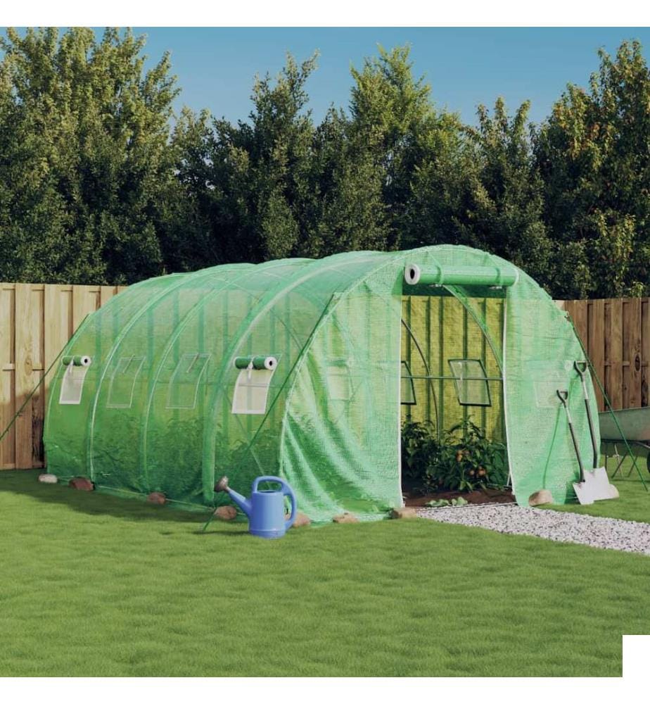 Serre avec cadre en acier vert 12 m² 4x3x2 m