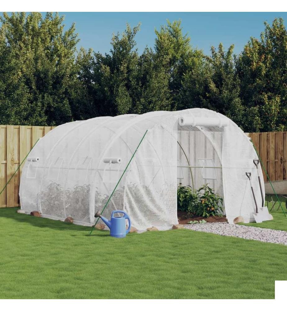 Serre avec cadre en acier Blanc 12 m² 4x3x2 m