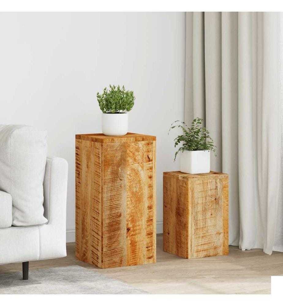 Supports pour plantes 2 pcs bois solide de manguier
