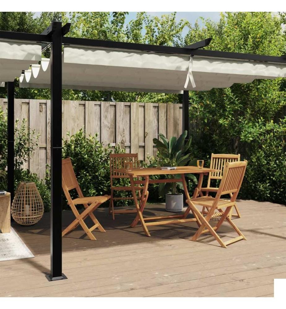 Tonnelle de jardin avec toit rétractable crème 3x6 m aluminium