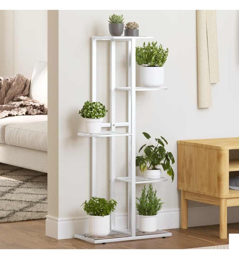 Support pour plantes 5 niveaux 43x22x98 cm Blanc Métal