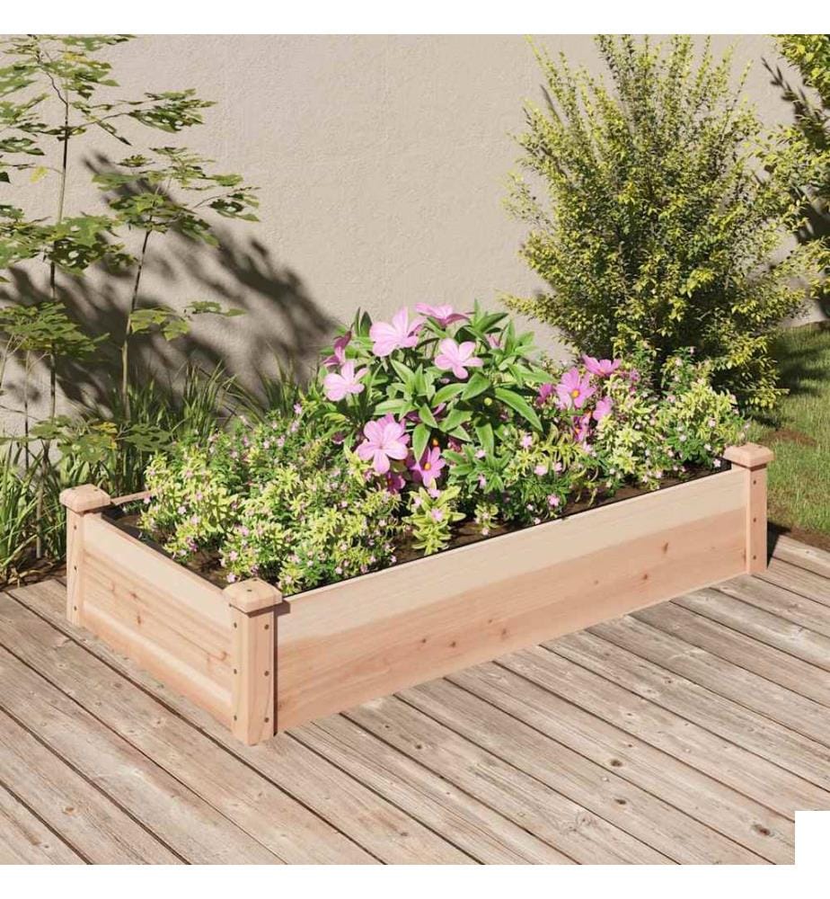 Lit surélevé de jardin doublure 120x60x25 cm bois massif sapin