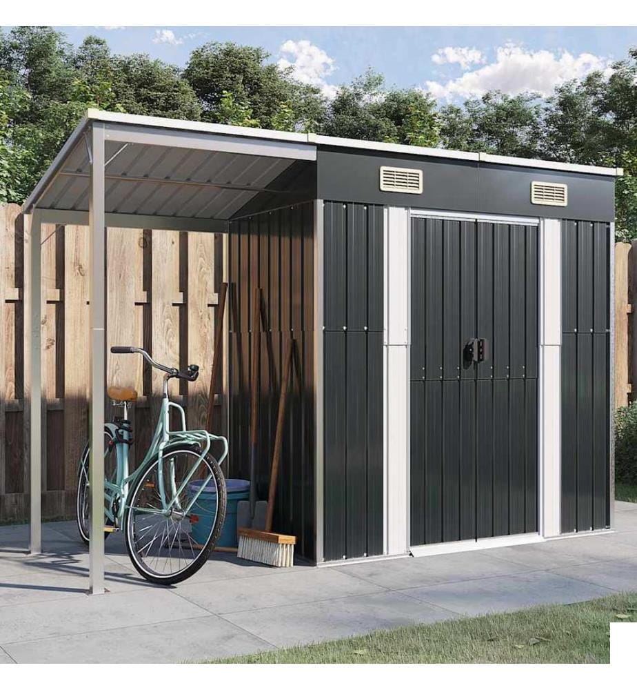 Abri de jardin avec toit prolongé anthracite 277x107x181 cm