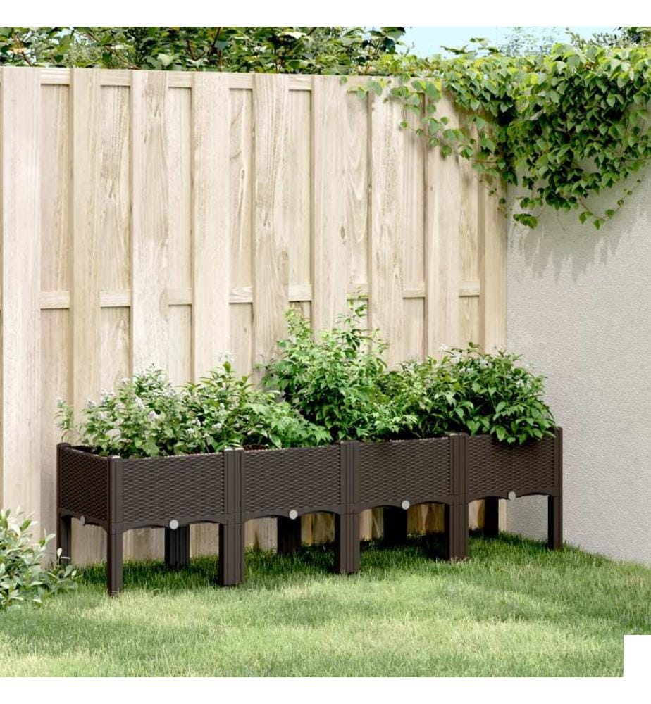 Jardinière avec pieds marron 160x40x42 cm PP