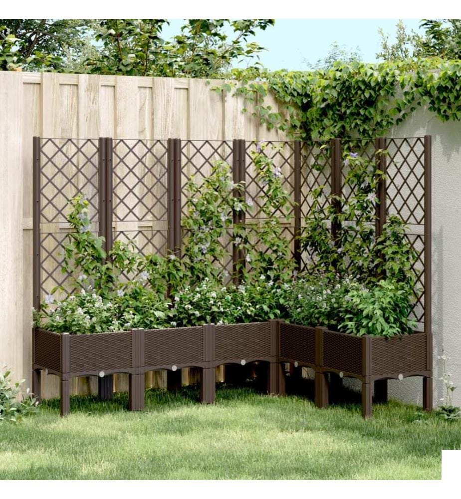 Jardinière avec treillis marron 160x120x142 cm PP