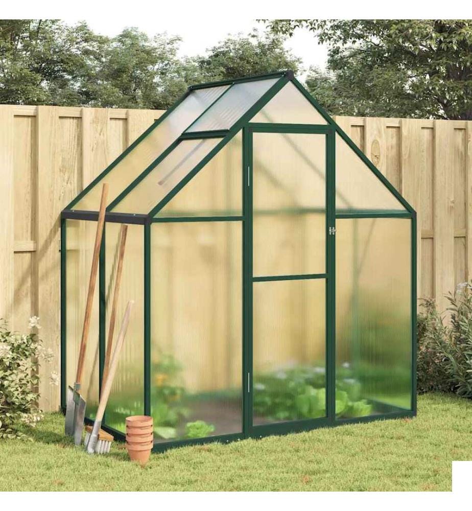 Serre avec cadre de base vert 169x114x195 cm aluminium