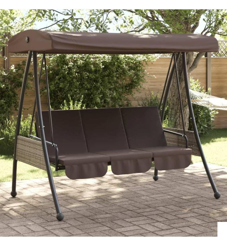 Balancelle de jardin avec auvent réglable marron café acier