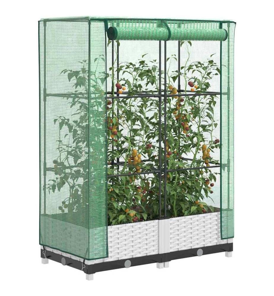 Jardinière surélevée avec housse aspect rotin 80x40x123 cm