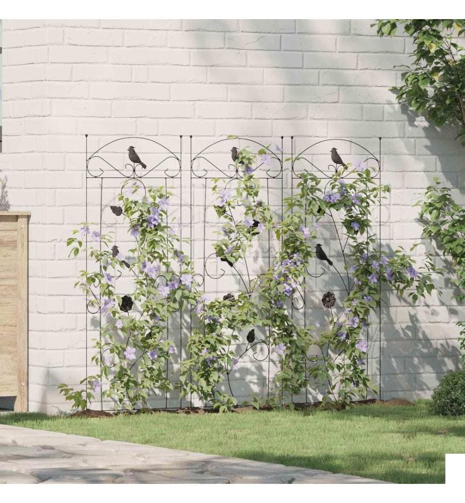 Clôture de jardin 3 pcs Noir 110 x 40 cm Acier