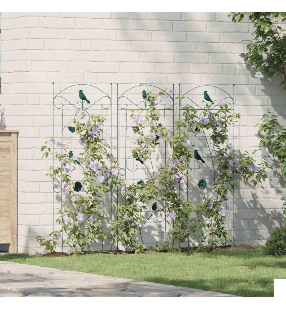Clôture de jardin 3 pcs Vert 110 x 40 cm Acier