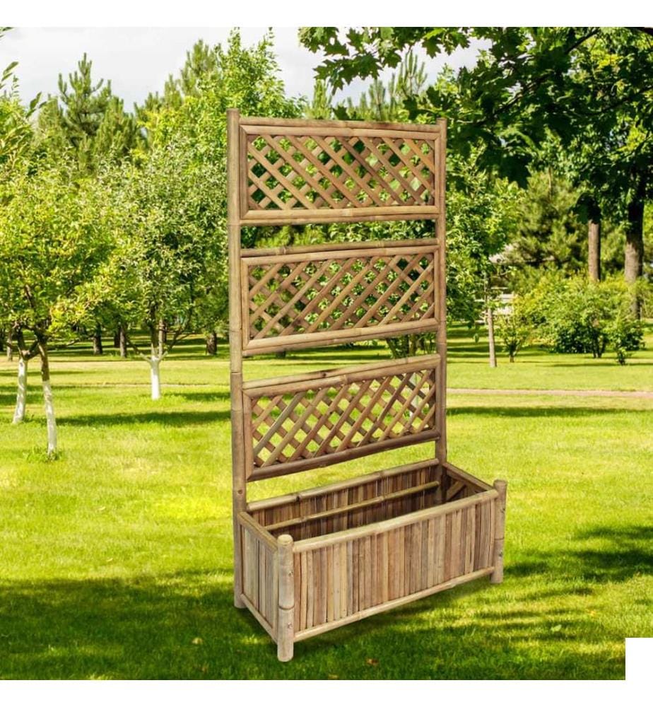 Lit surélevé de jardin avec treillis Bambou 70 cm