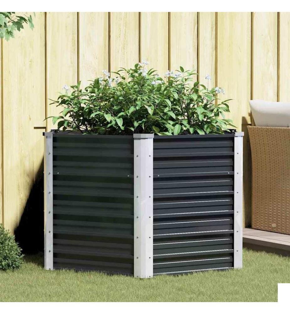 Lit surélevé de jardin Anthracite 129x129x77 cm Acier galvanisé