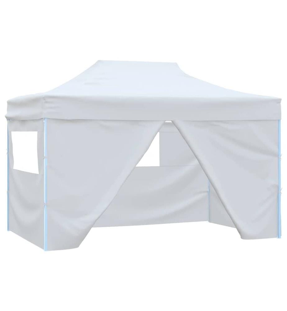 Tente de réception pliable avec 4 parois 280x410x315 cm Acier Blanc