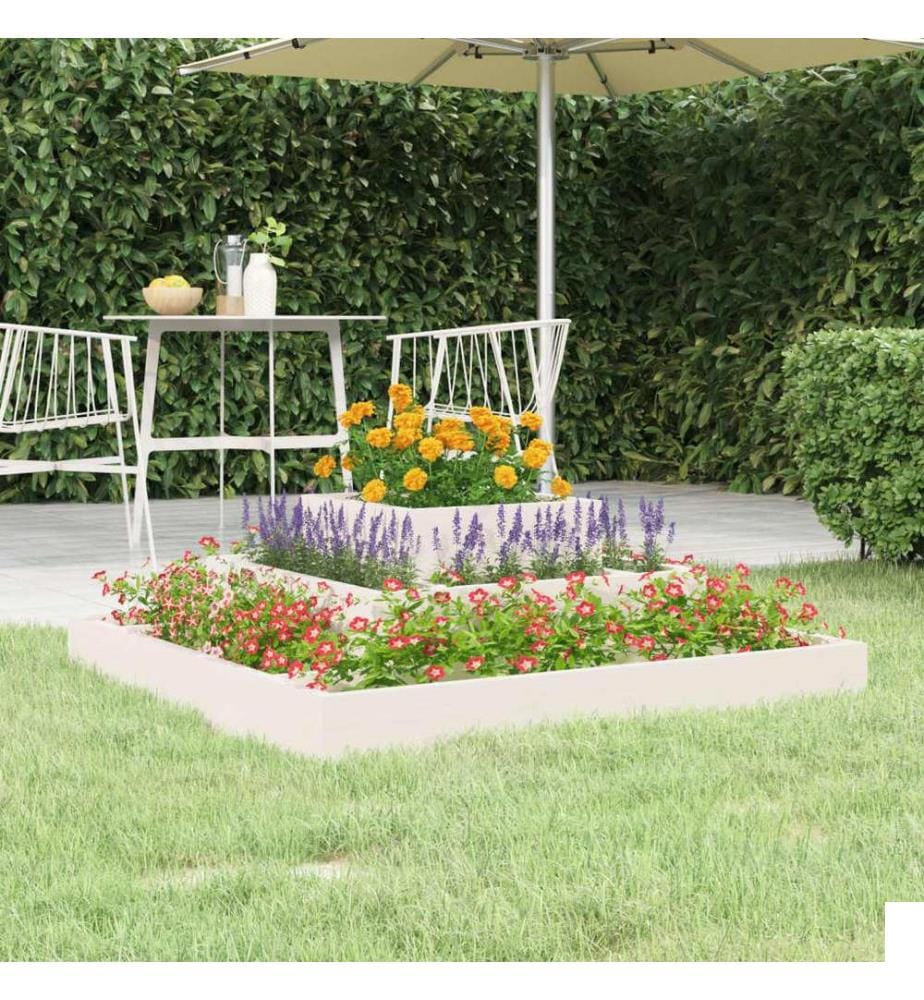 Jardinière Blanc 80x80x27 cm Bois massif de pin