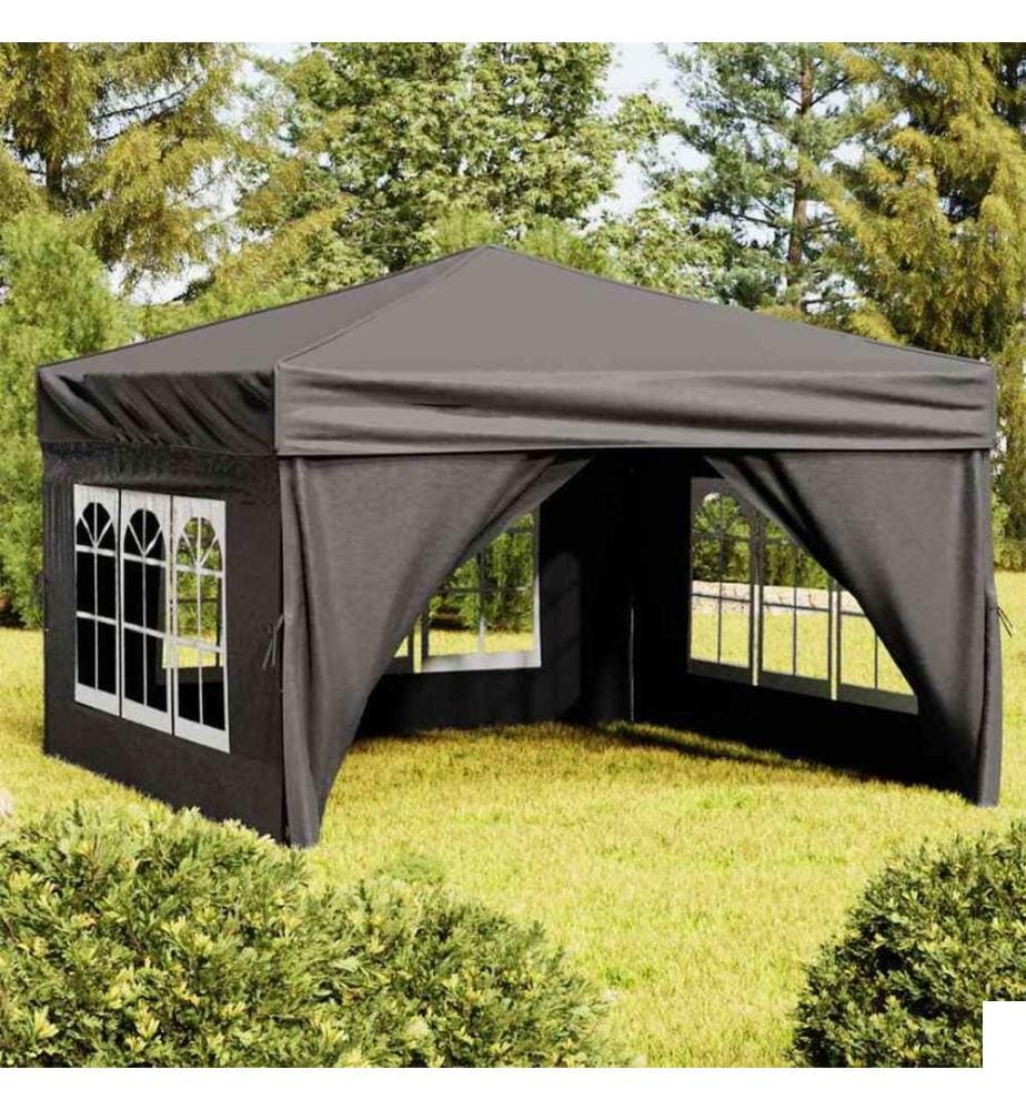 Tente de réception pliable avec parois Anthracite 3x3 m