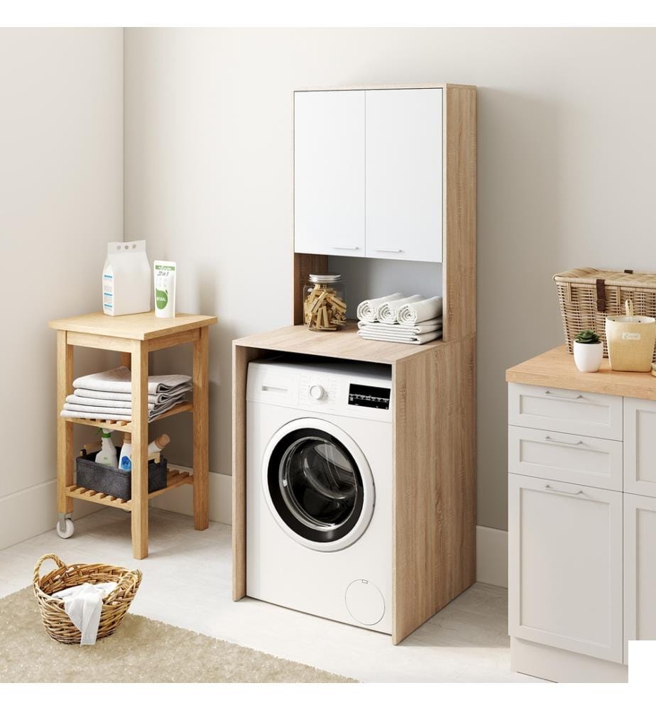 Meuble dessus machine à laver Will - Bois et Blanc