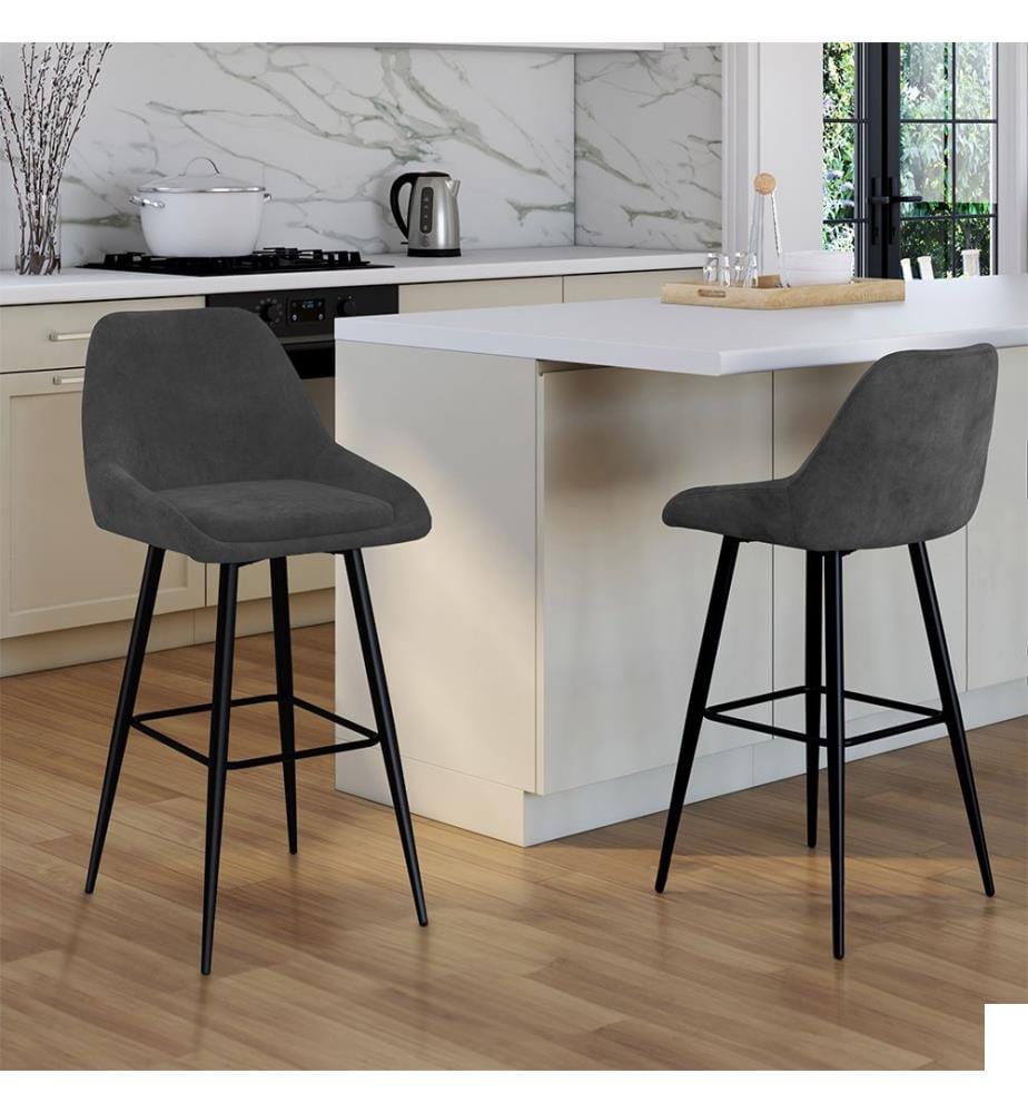 Lot de 2 Tabourets de bar Olivia - Gris foncé