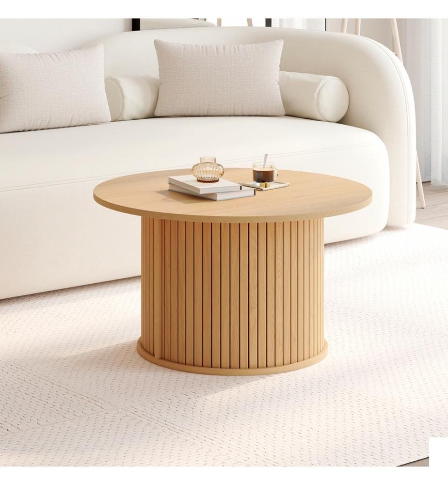 Table basse ronde Albane pieds lattes