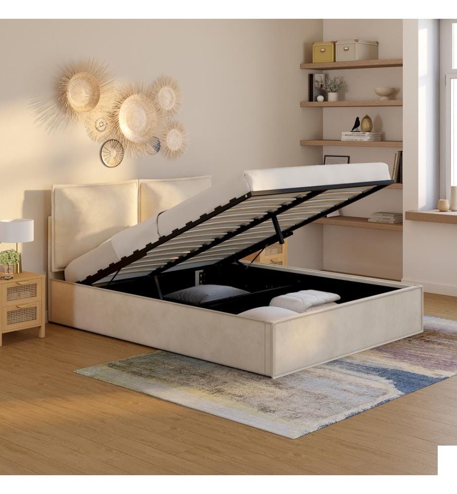 Lit Coffre Lilou 140 x 190cm - Beige
