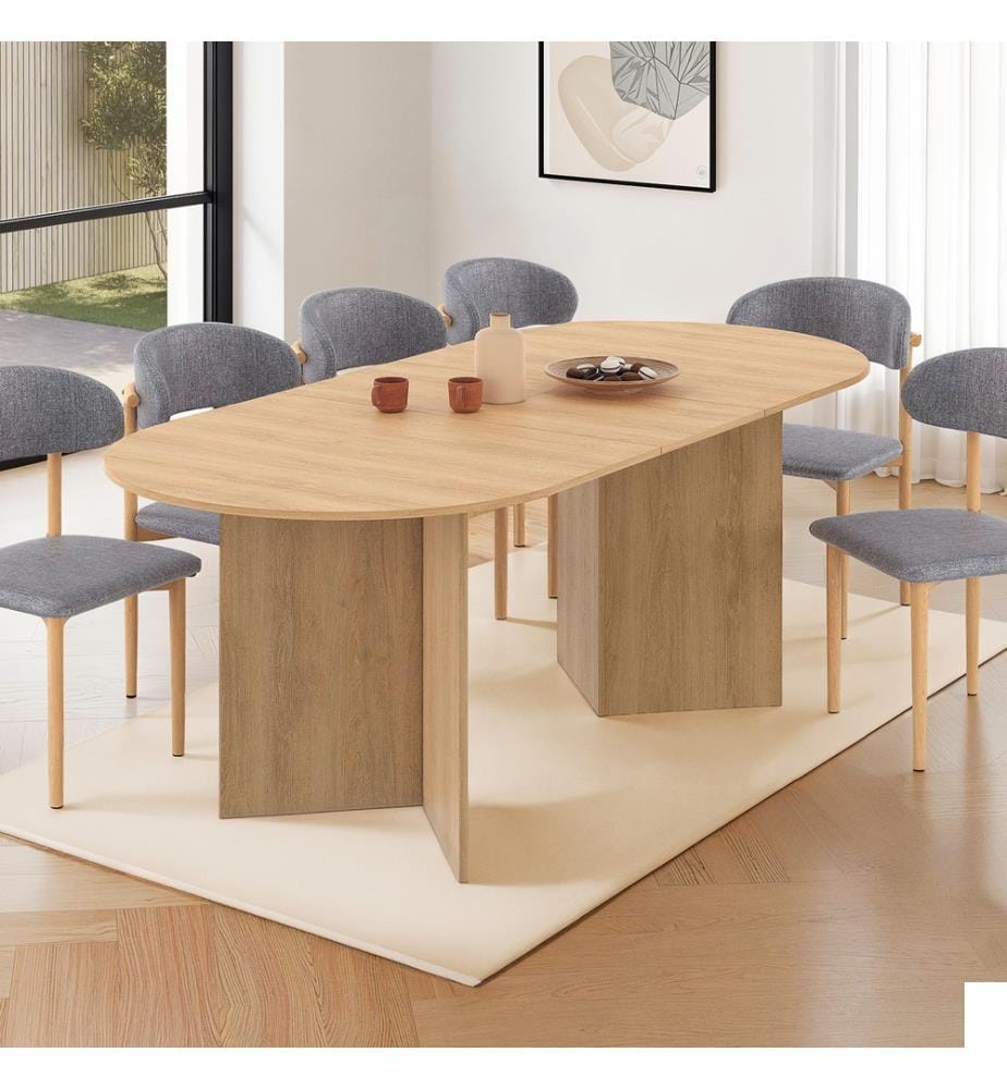 Table repas extensible Gabin 160-200cm plateau effet hêtre - Brun