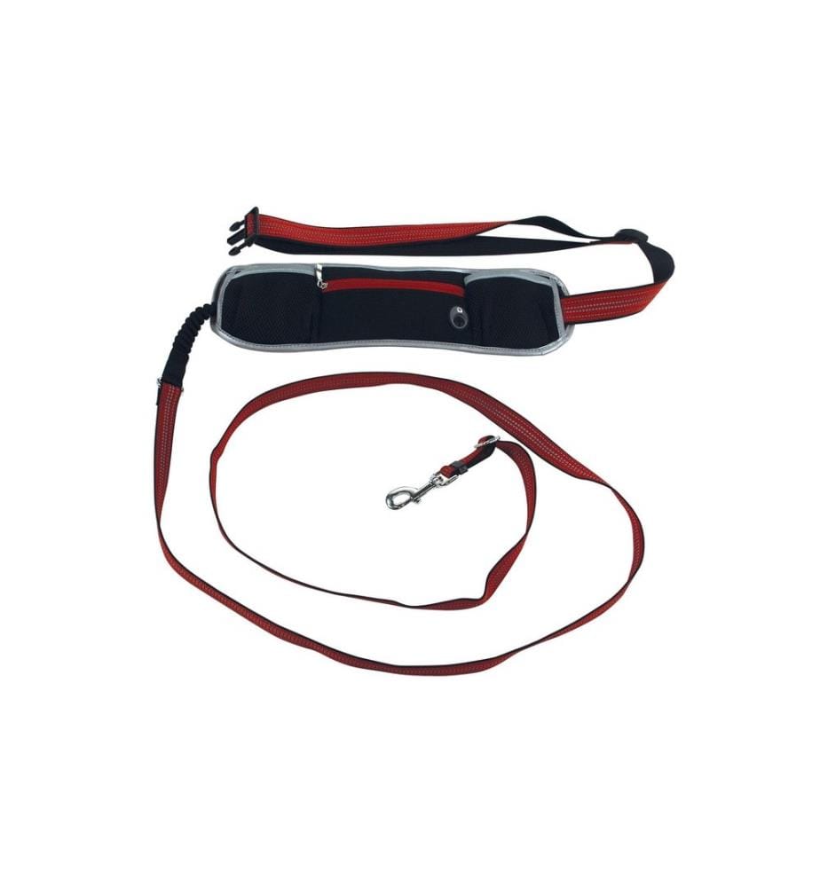 SWISSPET - Laisse de jogging Set Speedo avec sac, 2.5 m, rouge/noir