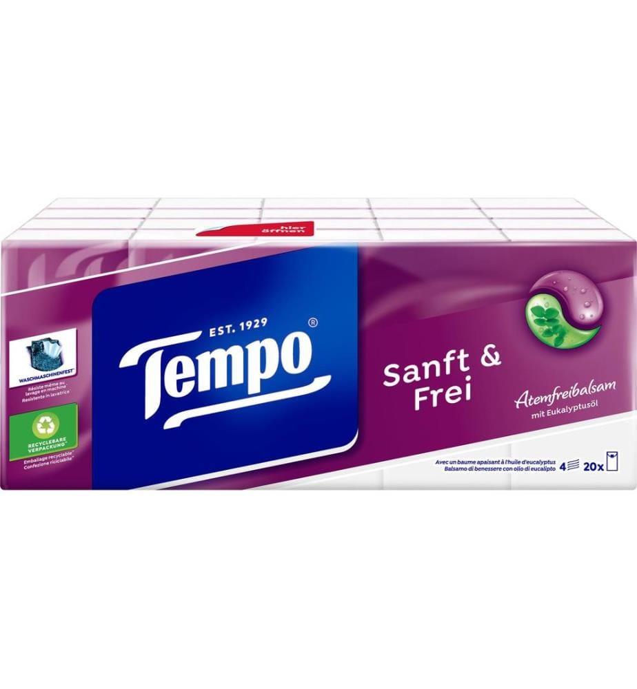 TEMPO - Mouchoirs doux&libre 4 plis 20 x 9 pièces;