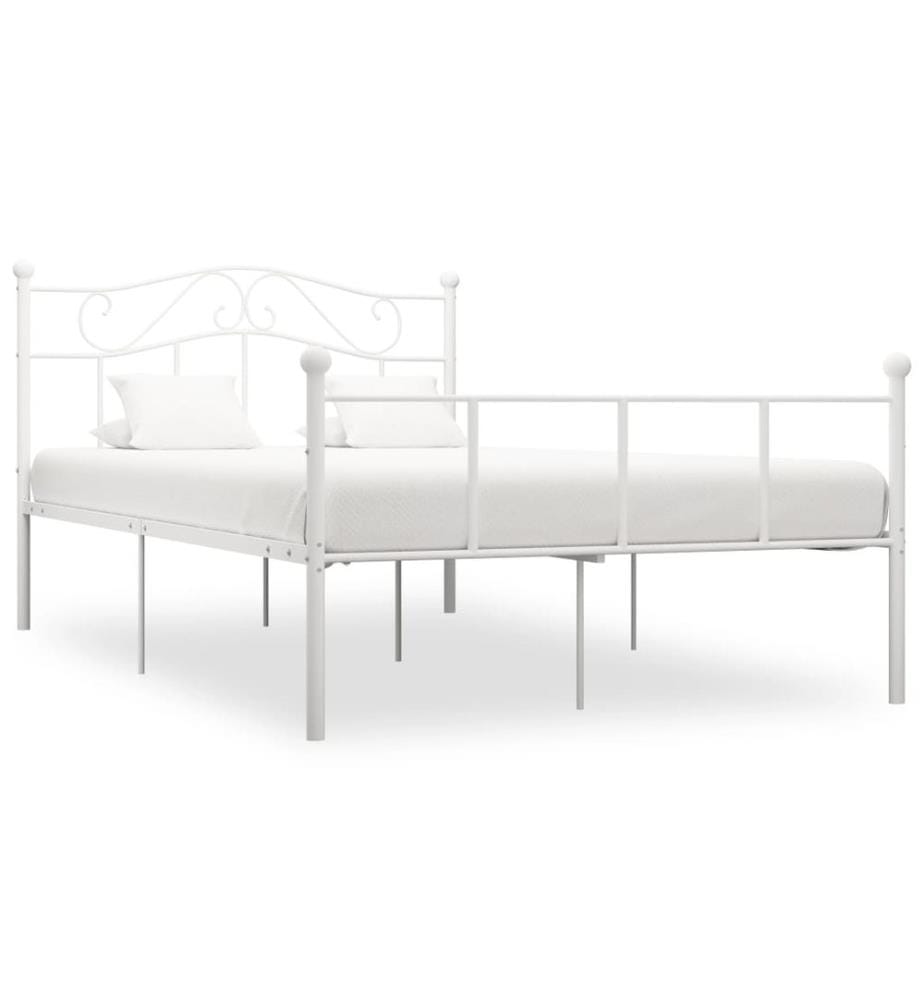 Cadre de lit sans matelas blanc métal 140x200 cm