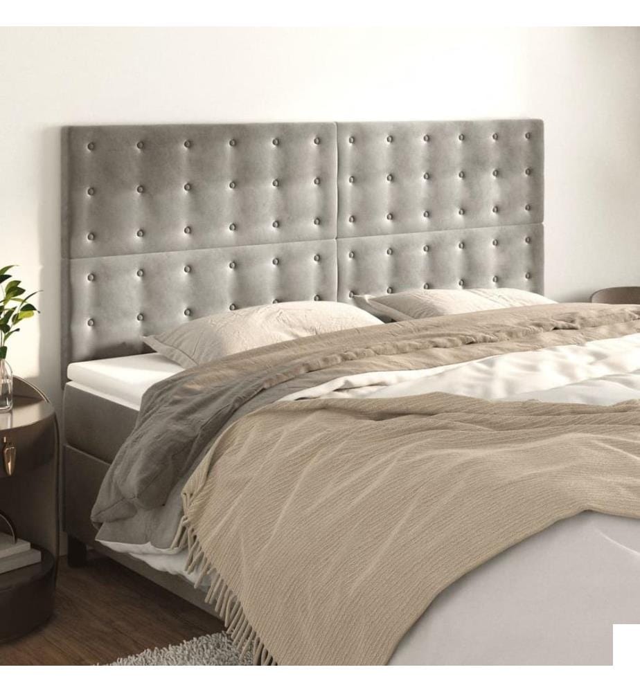 Tête de lit Gris clair 200x5x118/128 cm Velours