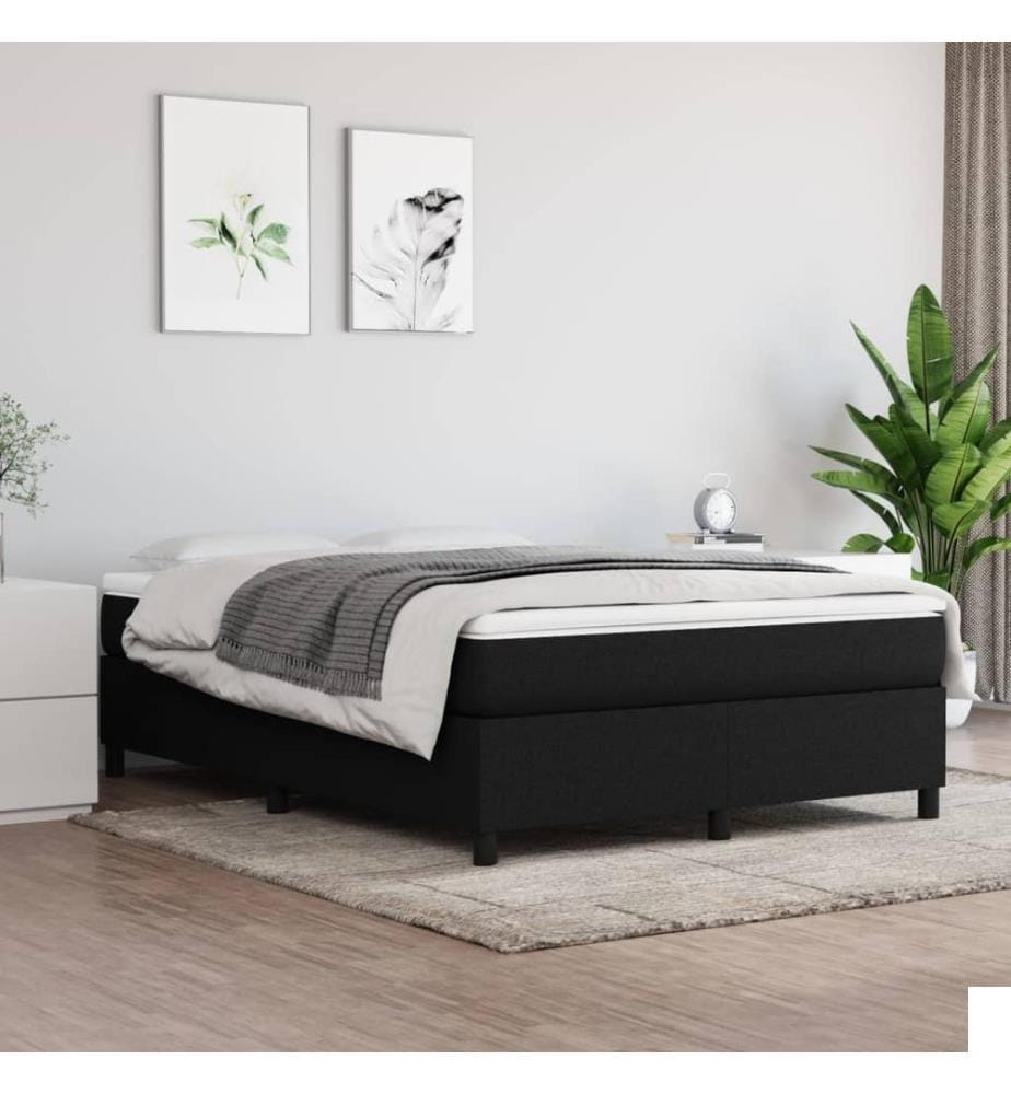 Cadre de lit noir 140x200 cm tissu