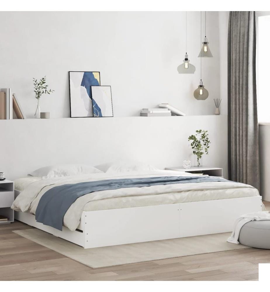 Cadre de lit avec tiroirs sans matelas blanc 160x200 cm