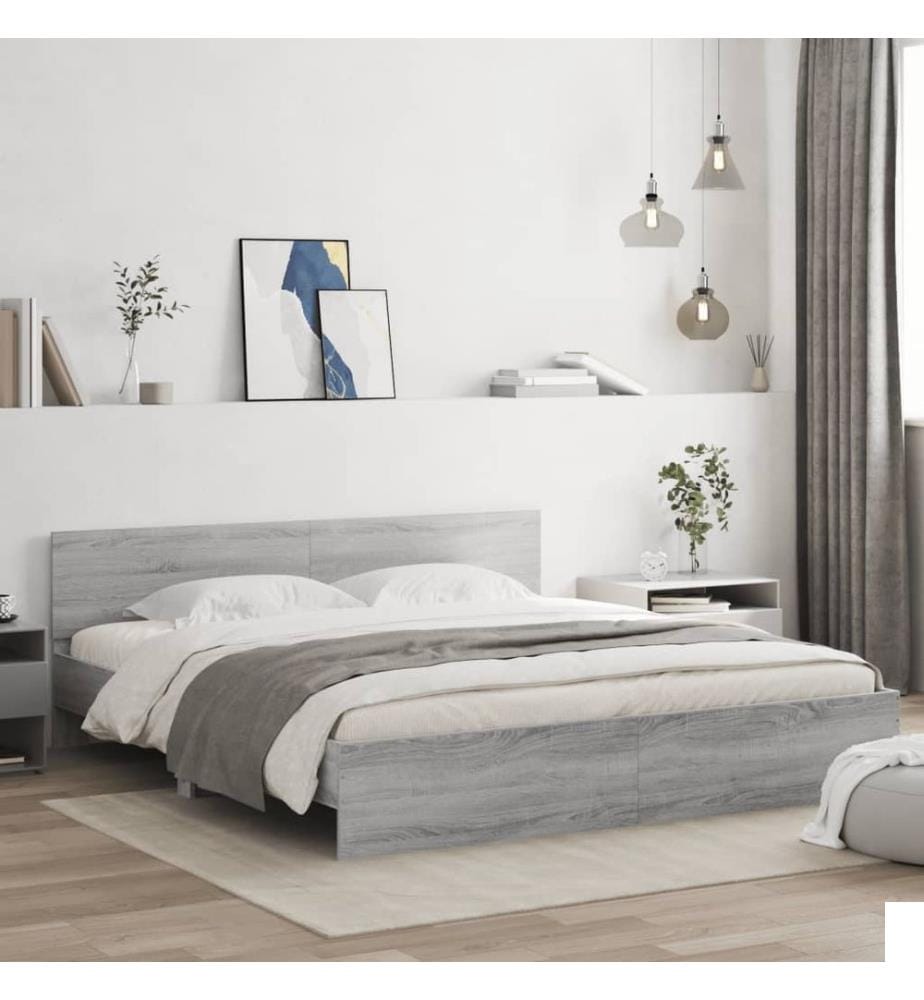 Cadre de lit sans matelas sonoma gris 160x200 cm