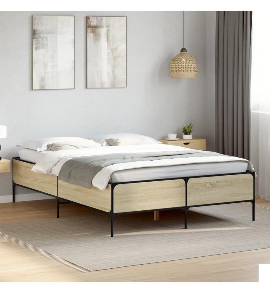 Cadre de lit sans matelas chêne sonoma 160x200 cm