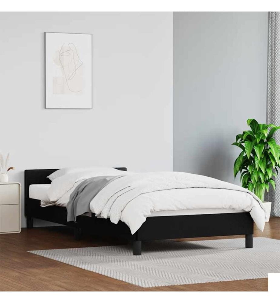 Cadre de lit avec tête de lit sans matelas noir 100x200 cm