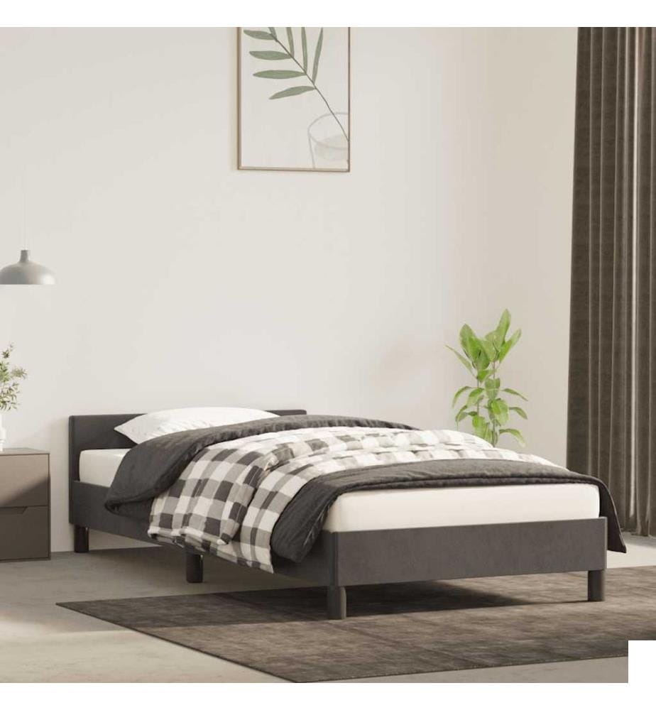 Cadre de lit sans matelas gris foncé 80x200 cm velours