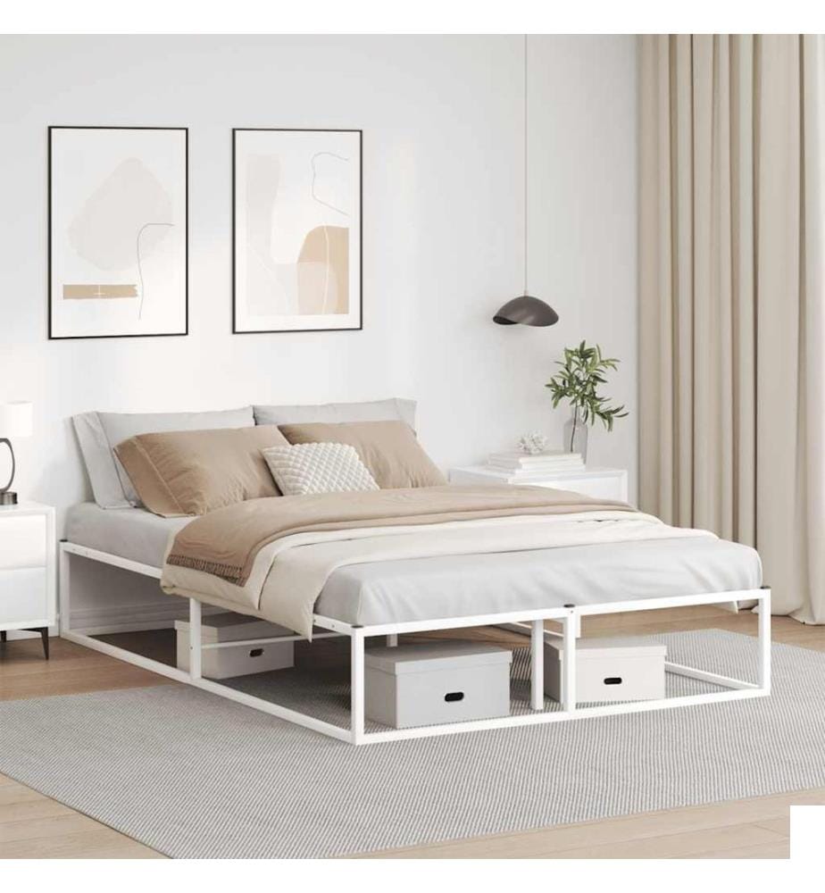 Cadre de lit sans matelas blanc 140x200 cm métal
