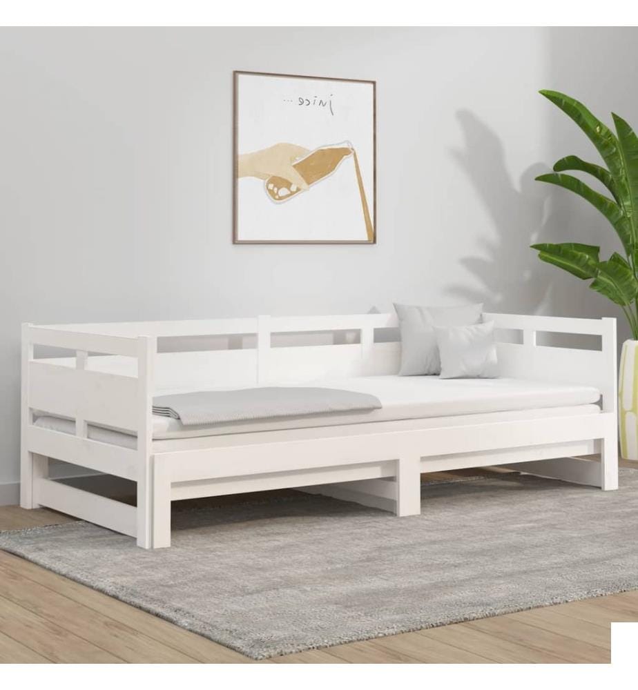 Lit coulissant sans matelas blanc 2x(90x200) cm